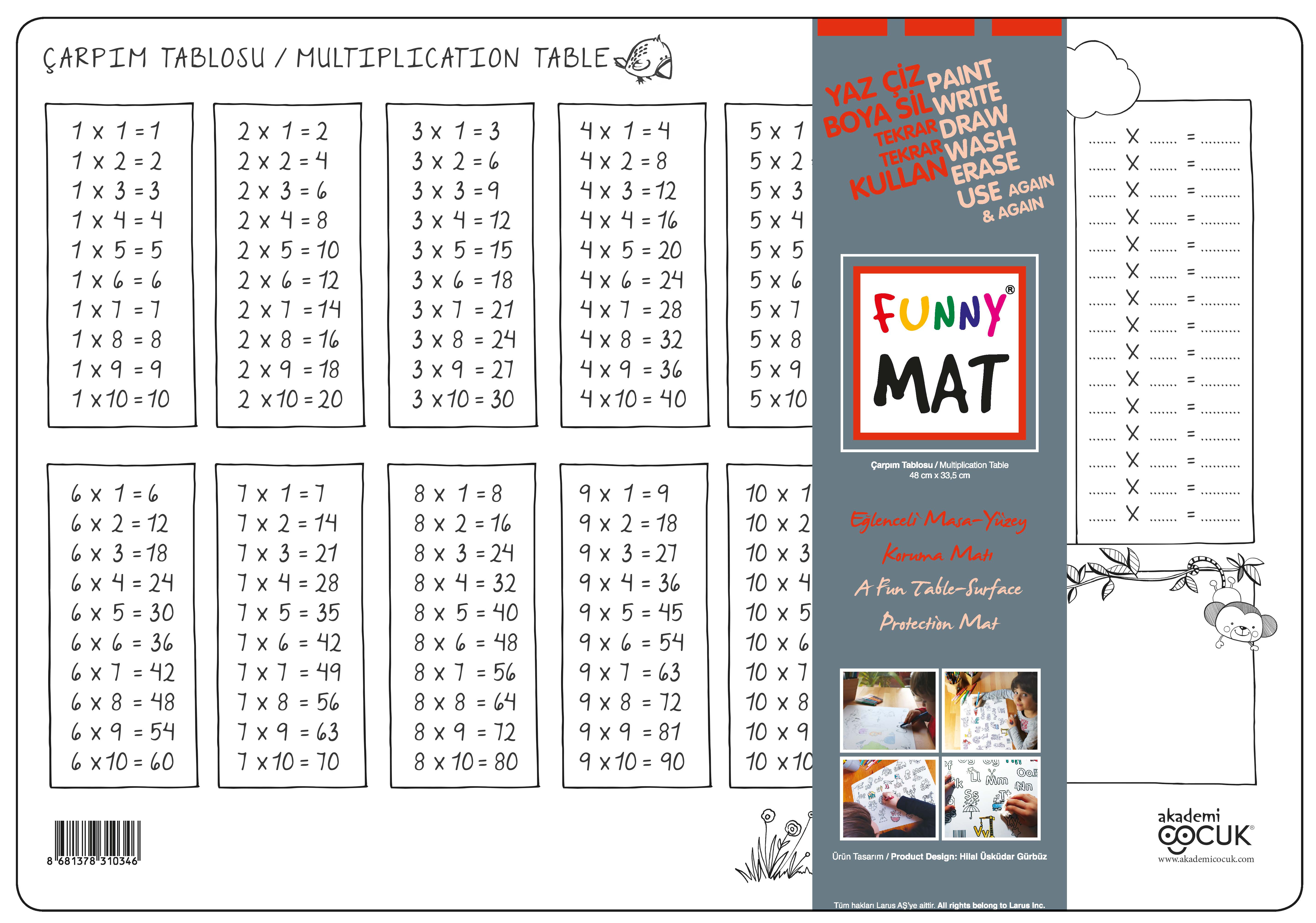 AKADEMI ÇOCUK-FUNNY MAT - ÇARPIM TABLOSU YENI