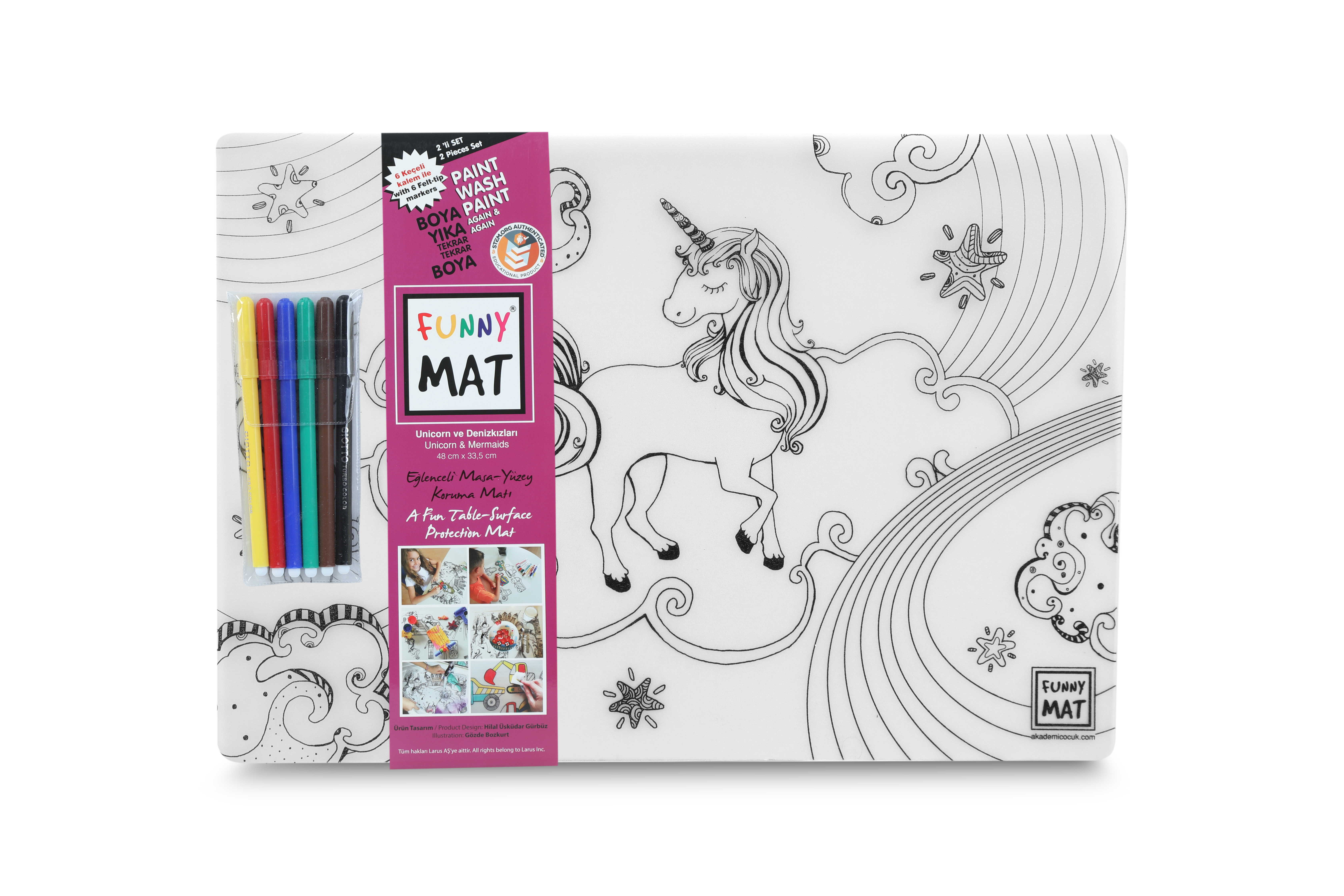 AKADEMİ ÇOCUK SET-UNICORN-DENİZ KIZI-6'LI KALEM