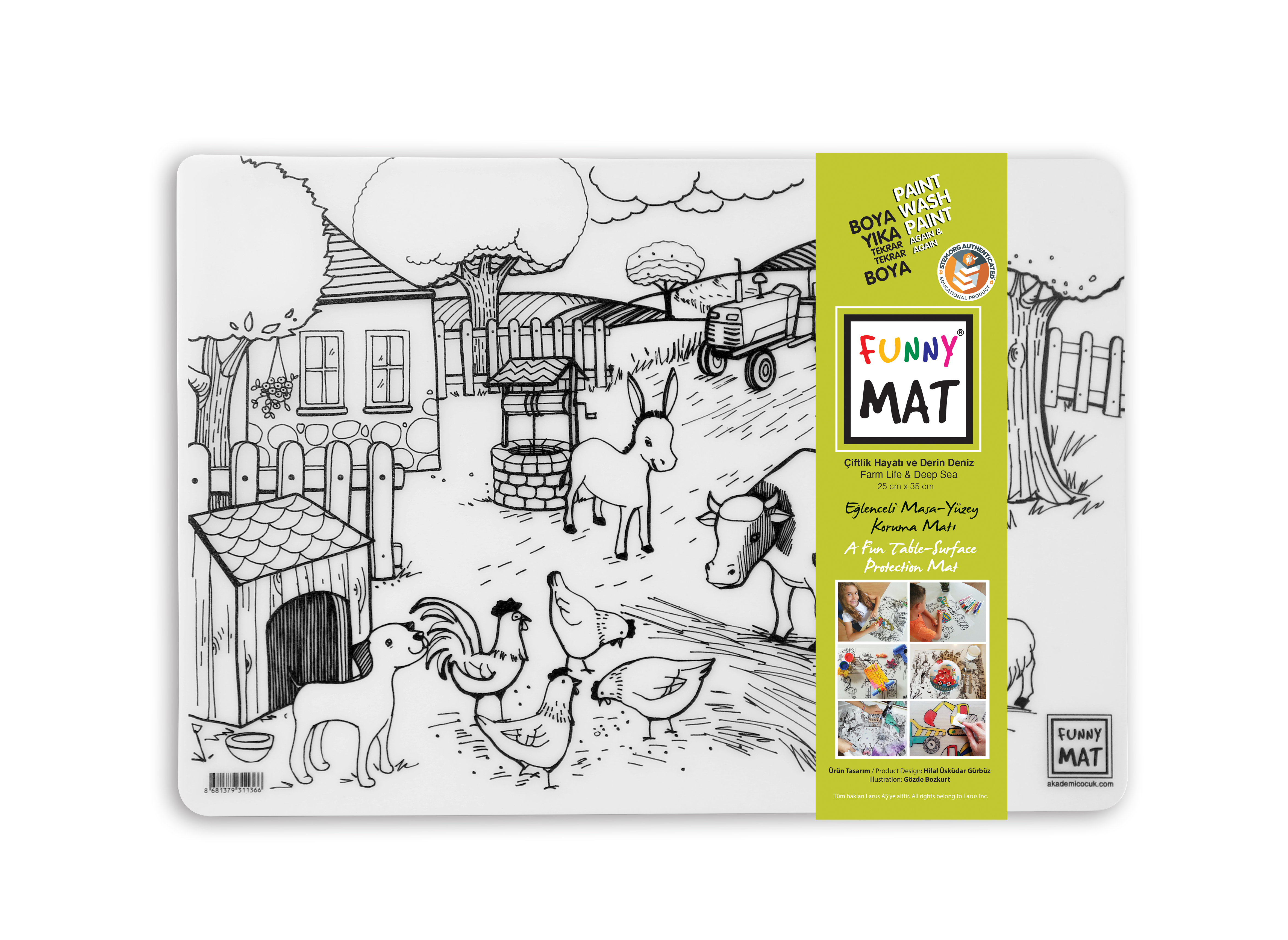 FUNNY MAT ÇİFTLİK HAYATI & DERİN DENİZ 25X35CM 2'Lİ PAKET NEW